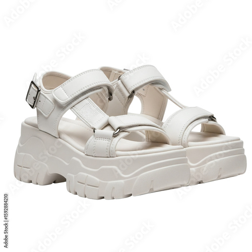 Obraz na plátně White platform sandals with chunky sole