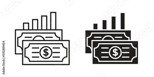 capital gain icon. concept solid and line style in black. EPS 10