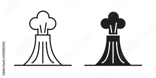 Volcano icon. concept solid and line style in black. EPS 10