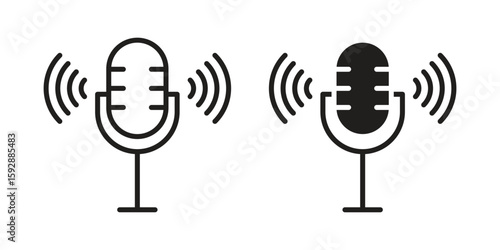 Voice recording icon. concept solid and line style in black. EPS 10