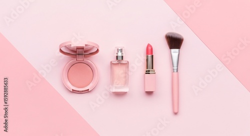 Soft Pink Beauty Essentials Set with Minimalist Design, Luxurious Self-Care, Elegant Beauty Collection