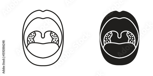 Tonsillitis icon. concept solid and line style in black. EPS 10
