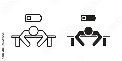 Tired person icon. concept solid and line style in black. EPS 10
