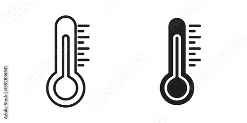 Thermometer icon. concept solid and line style in black. EPS 10