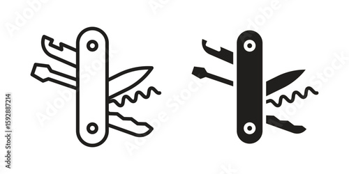 Swiss Knife icon. concept solid and line style in black. EPS 10