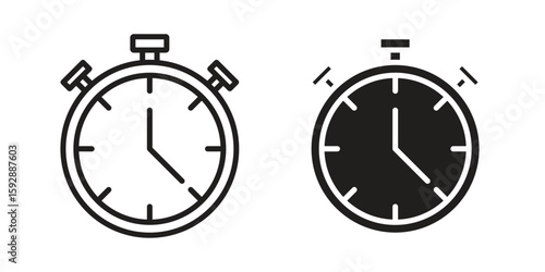 Stopwatch icon. concept solid and line style in black. EPS 10