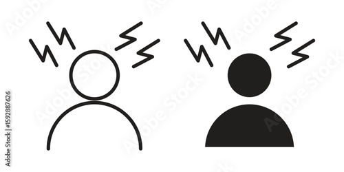 Stress icon. concept solid and line style in black. EPS 10