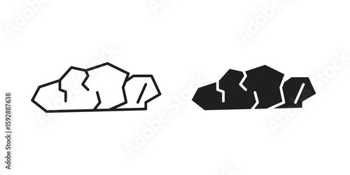 Stone icon. concept solid and line style in black. EPS 10