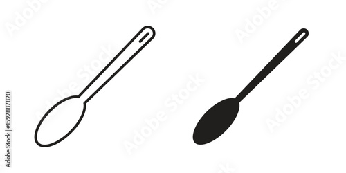 Spoon icon. concept solid and line style in black. EPS 10