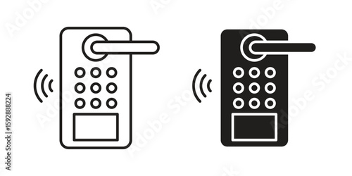 Smart lock icon. concept solid and line style in black. EPS 10