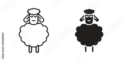 Sheep icon. concept solid and line style in black. EPS 10