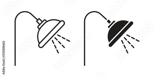 Shower Head icon. concept solid and line style in black. EPS 10