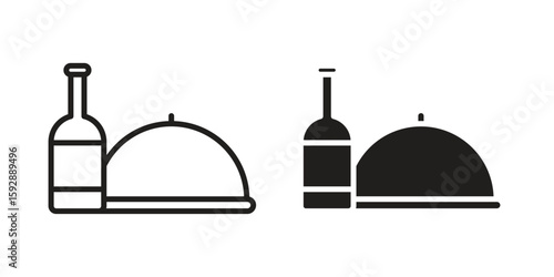 Room service icon. concept solid and line style in black. EPS 10