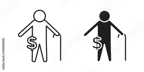 Retirement icon. concept solid and line style in black. EPS 10