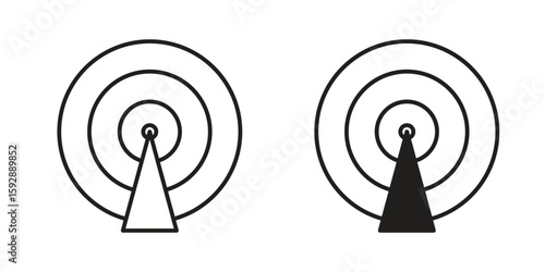 Radar detection icon. concept solid and line style in black. EPS 10