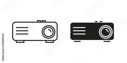 Projector icon. concept solid and line style in black. EPS 10