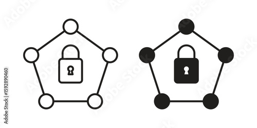 Private network icon. concept solid and line style in black. EPS 10