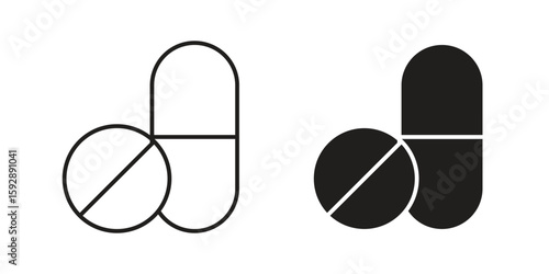 Pills icon. concept solid and line style in black. EPS 10