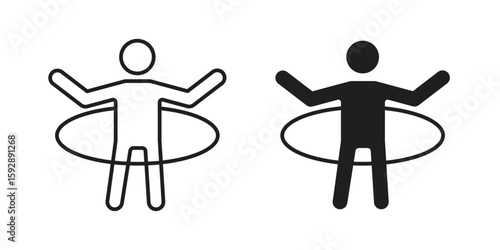 People Hula hop icon. concept solid and line style in black. EPS 10