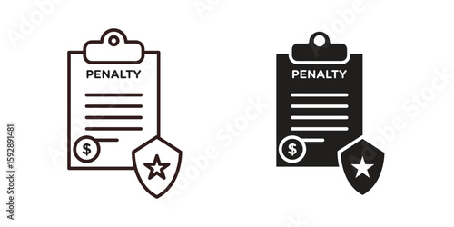 Penalty icon. concept solid and line style in black. EPS 10