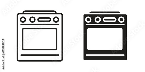Oven icon. concept solid and line style in black. EPS 10