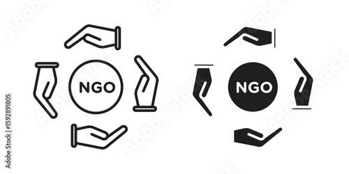 NGO icon. concept solid and line style in black. EPS 10