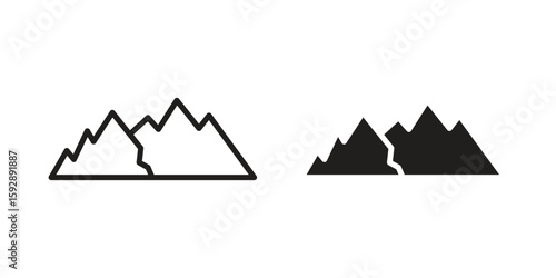 Mountain icon. concept solid and line style in black. EPS 10