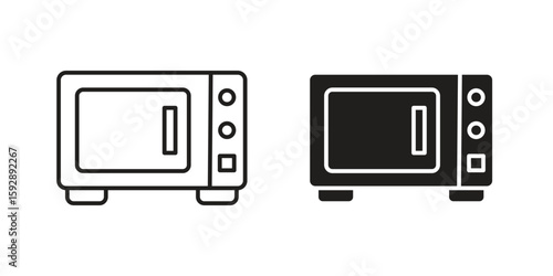 Microwave icon. concept solid and line style in black. EPS 10