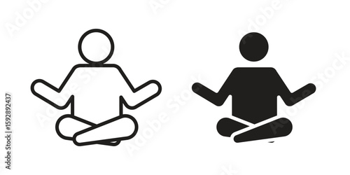 Meditating icon. concept solid and line style in black. EPS 10