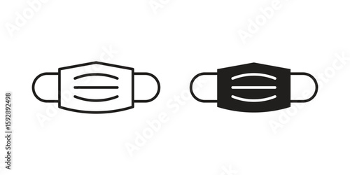 Medical mask icon. concept solid and line style in black. EPS 10