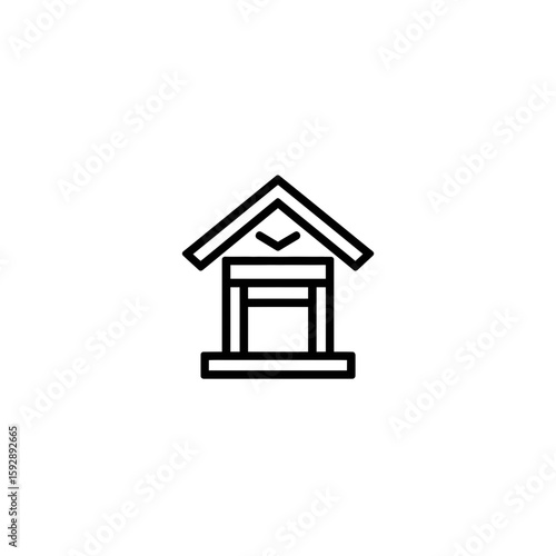 Birdhouse shelter icon presents refuge minimalist layout outdoor design white backdrop illustration