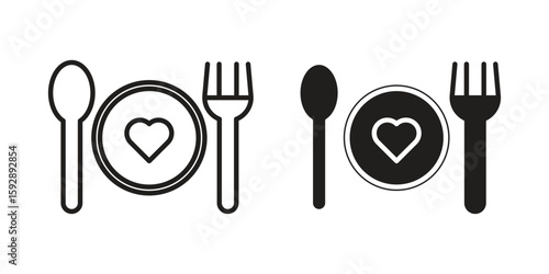 Love Plate icon. concept solid and line style in black. EPS 10