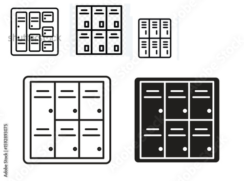 Lockers icon. concept solid and line style in black. EPS 10