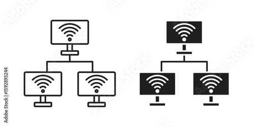 Local network icon. concept solid and line style in black. EPS 10
