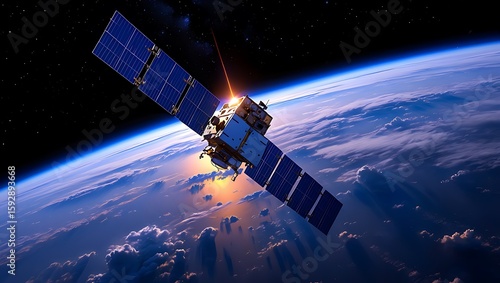 Advanced satellite technology orbiting planet Earth in the vastness of space