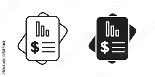 Income statement icon. concept solid and line style in black. EPS 10