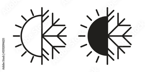Hot and cold icon. concept solid and line style in black. EPS 10