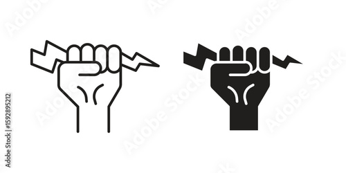 Hand with Power icon. concept solid and line style in black. EPS 10