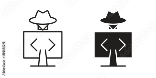 Hacker icon. concept solid and line style in black. EPS 10