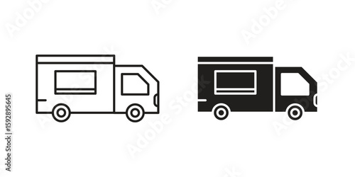 Food truck icon. concept solid and line style in black. EPS 10