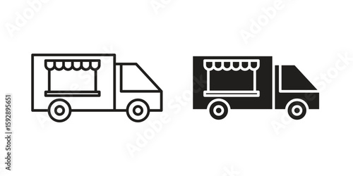 Food truck icon. concept solid and line style in black. EPS 10