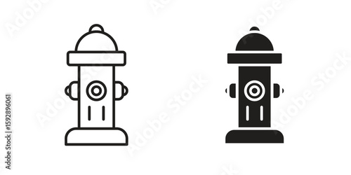 Fire hydrant icon. concept solid and line style in black. EPS 10