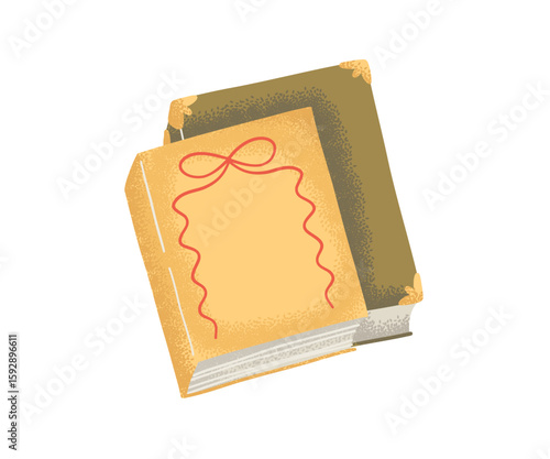 Open book with a soft yellow cover and red decorative bookmark. Suitable for reading, education, or literary-themed visuals.4