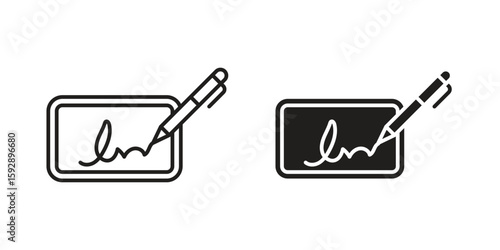 Electronic signature icon. concept solid and line style in black. EPS 10