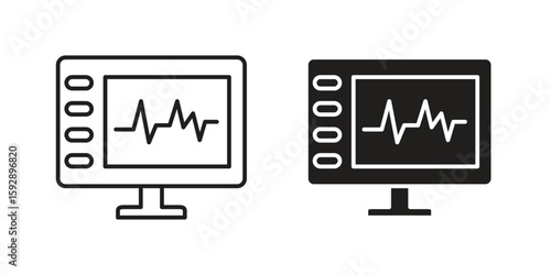 EKG monitor icon. concept solid and line style in black. EPS 10