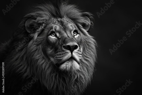 black and white lion, AI generated video