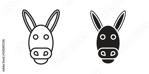 Donkey icon. concept solid and line style in black. EPS 10