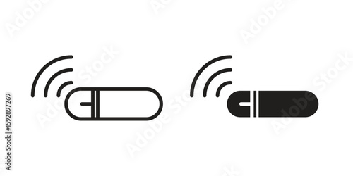 Dog microchip icon. concept solid and line style in black. EPS 10