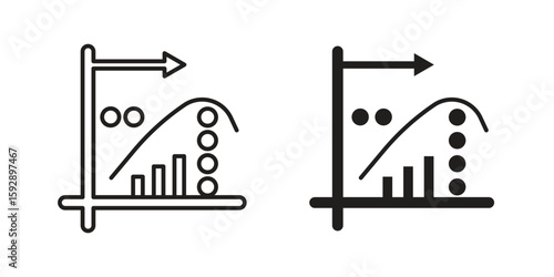 Diminishing returns icon. concept solid and line style in black. EPS 10