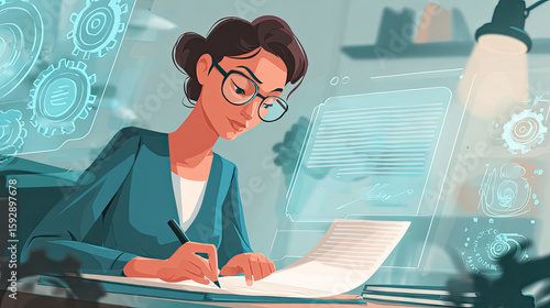 Copyright, Patent registration concept, Businesswomen patent registration of products, Ideas, Innovation, intellectual property, patents, legal protection, Intellectual assets, Digital trademark